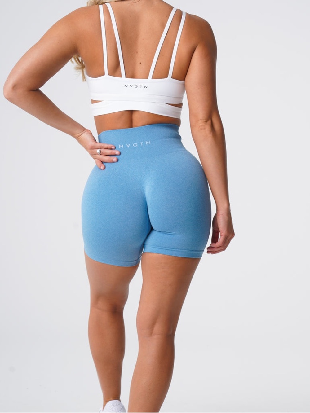 NVGTN Sky Blue Pro Seamless Shorts‎